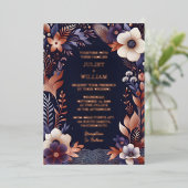 今すぐ予算の安いスタイリッシュ屋外ネイビーブルー結婚ズ 箔招待状 (立ち正面)