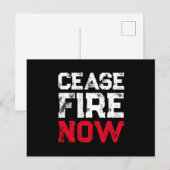 今すぐ停戦 白 赤 黒 グランジ 反戦 ポストカード (正面/裏面)