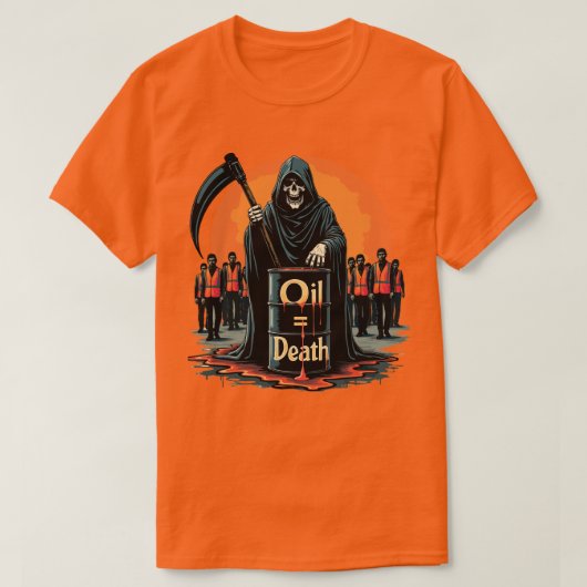 今すぐ化石燃料をやめろ抗議Tシャツ - 気候変動活動家 Tシャツ (デザイン正面)