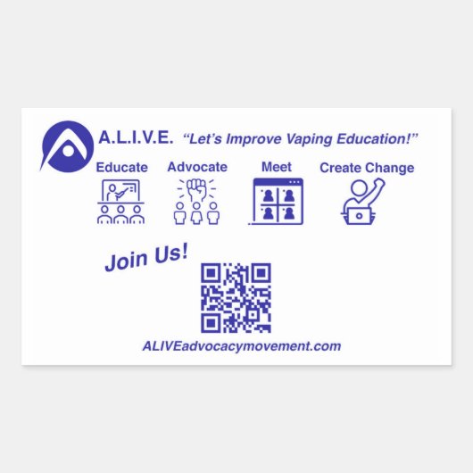 今すぐ参加 長方形シール (正面)