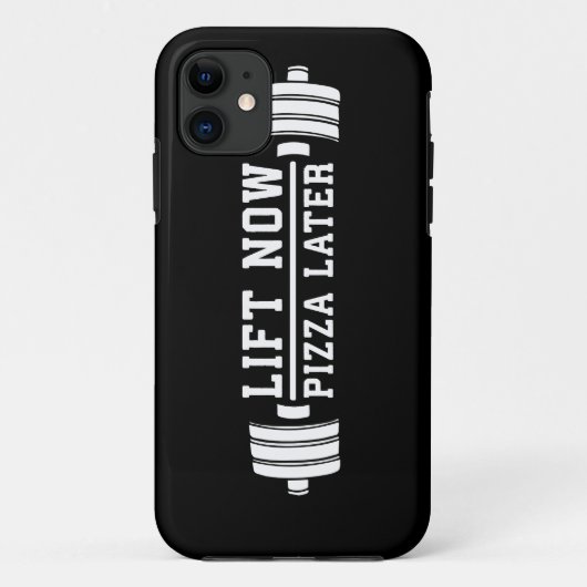 今すぐ持ち上げ,ピザ後で, Barbell - おもしろいノベルティジム Case-Mate iPhoneケース (裏面)