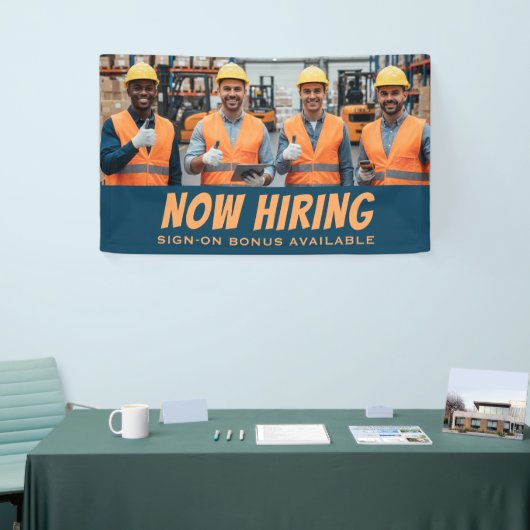 今すぐ採用サインオンボーナス利用可能バナー – カスタム 横断幕 (トレードショー)