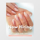 今すぐ採用 ネイルサロン技術者 ピンクをカスタマイズ ウィンドウサイン (シート)