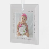 今すぐ生まれベビーの誕生統計名前をカスタムすると写真 ガラスオーナメント (正面左)