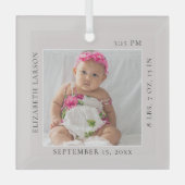 今すぐ生まれベビーの誕生統計名前をカスタムすると写真 ガラスオーナメント (正面)