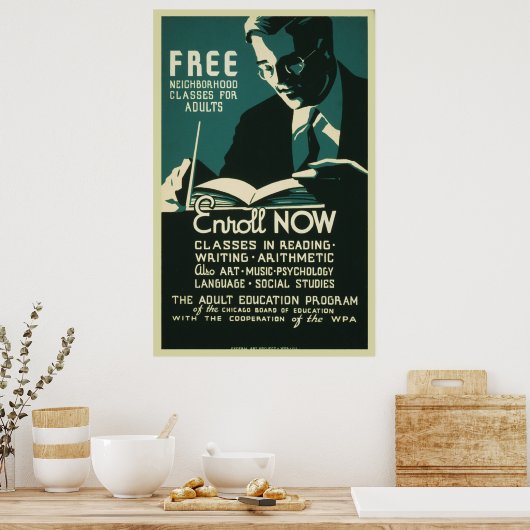 今すぐ登録フリークラス大人の教育ポスター ポスター (キッチン)