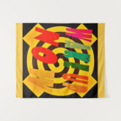 今すぐ目を覚ます赤い黒の砂のデザイン タペストリー (正面(横))