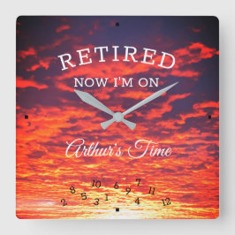 今すぐ退職したあなたの時間にオレンジサンライズ退職 スクエア壁時計