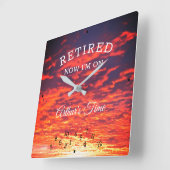 今すぐ退職したあなたの時間にオレンジサンライズ退職 スクエア壁時計 (傾斜)