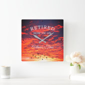 今すぐ退職したあなたの時間にオレンジサンライズ退職 スクエア壁時計 (ホーム)