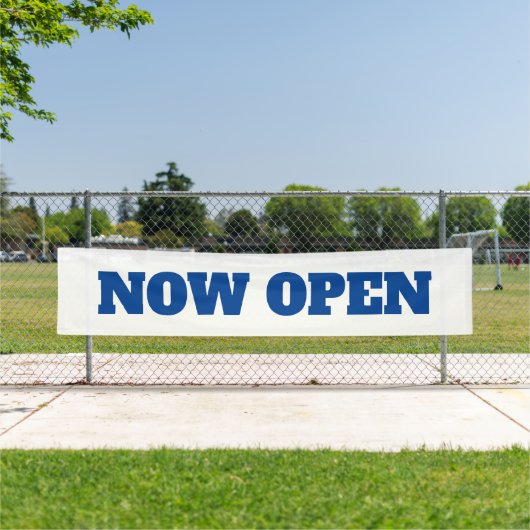 今すぐ開くカスタム新しいビジネスホワイトブルー 横断幕 (インサイチュ)