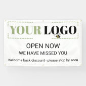 今すぐ開くビジネスロゴ屋外バナーテンプレート 横断幕 (横)