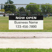 今すぐ開くビジネス名電話番号（白黒） 横断幕 (インサイチュ)