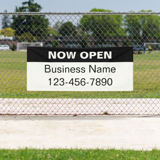 今すぐ開くビジネス名電話番号(白黒) 横断幕 (インサイチュ)