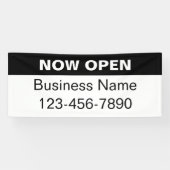 今すぐ開くビジネス名電話番号（白黒） 横断幕 (横)