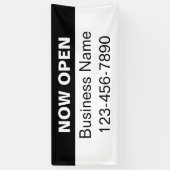 今すぐ開くビジネス名電話番号（白黒） 横断幕 (縦)