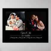 今そして過去の写真 シルバー テキスト 結婚記念日 フォト ポスター (正面)