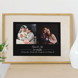 今そして過去の写真 シルバー テキスト 結婚記念日 フォト ポスター