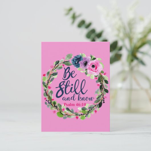 今でも知っているピンクのフローラ聖句 ポストカード (スタンド正面)