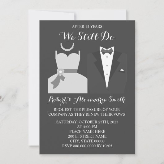 今でも記念日の結婚更新を行います 招待状 (正面)
