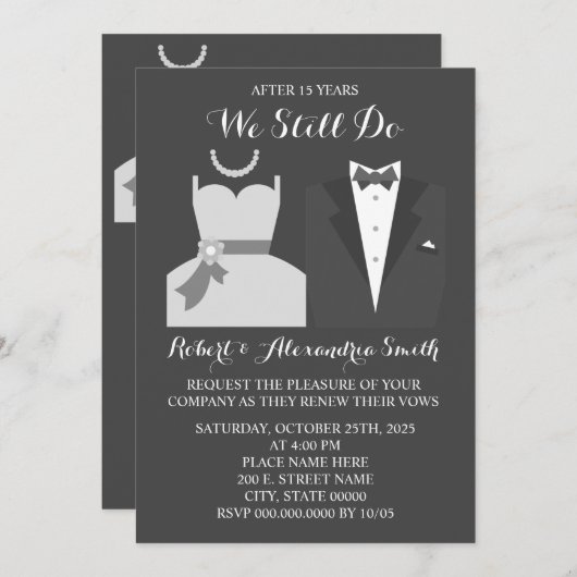 今でも記念日の結婚更新を行います  招待状 (正面/裏面)