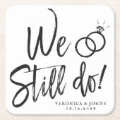 今でも記念日を迎えます |誓いの更新 スクエアペーパーコースター (正面)