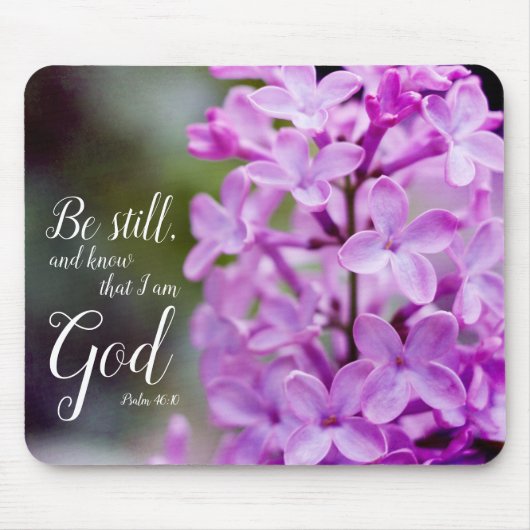 今でも賛美歌の46:10の紫色の薄紫の花があって下さい マウスパッド (正面)