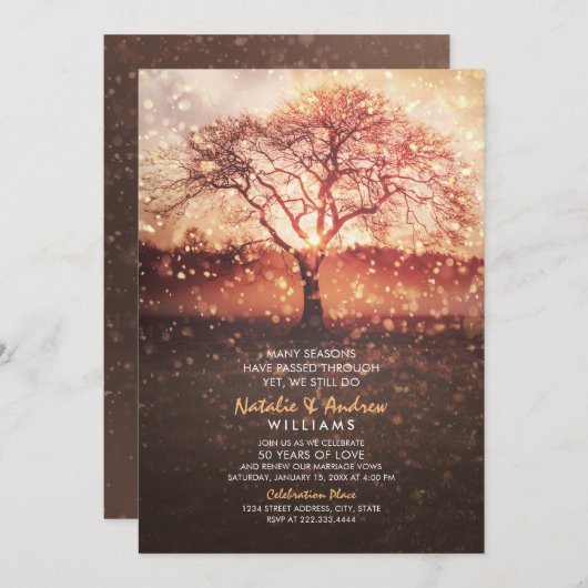 今でも50周年を迎える愛結婚の季節を楽しめる 招待状 (正面/裏面)