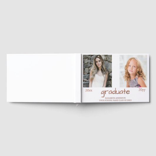 今と次の2つの写真卒業パーティー ゲストブック (全面)