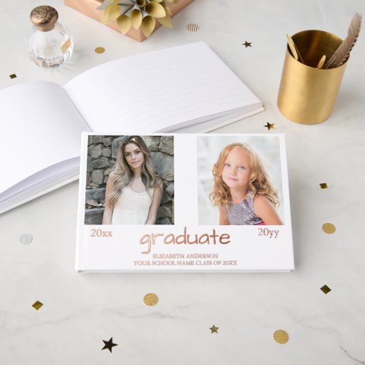 今と次の2つの写真卒業パーティー ゲストブック (正面見開き)