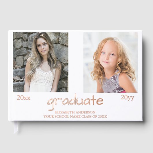 今と次の2つの写真卒業パーティー ゲストブック (正面)