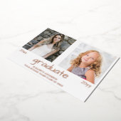 今と次の2つの写真卒業パーティー 箔招待状 (回転した状態)