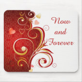 今と永遠のロマンチックな引用文ハート マウスパッド (正面)