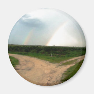 「今どっち?」 十字路にダブルレインボー… マグネット