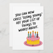 今なら「若くして死ぬ」なんて冗談で済ませられる　老齢 誕生日 招待状 (正面/裏面)