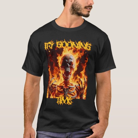 今にも起こるタイムクラインゲおもしろい懸命スケルトンミーム Tシャツ (正面)