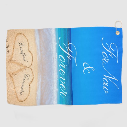 今のところずっと |砂のハートビーチ ゴルフタオル (横)