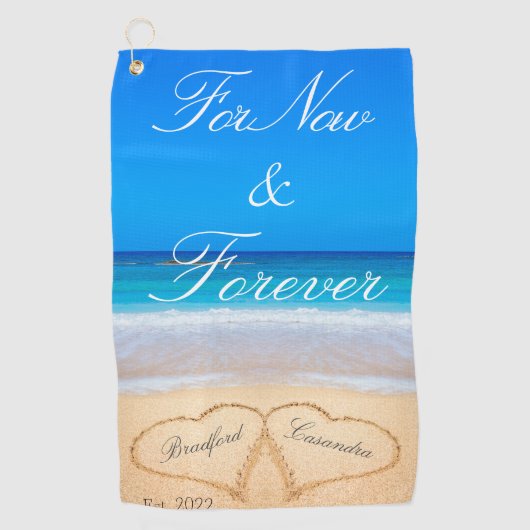 今のところずっと |砂のハートビーチ ゴルフタオル (正面)
