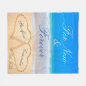 今のところずっと |砂のハートビーチ フリースブランケット (正面(横))