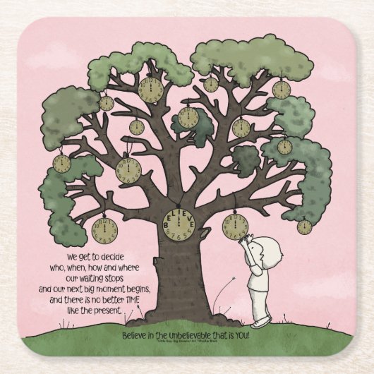 今のような時間はない スクエアペーパーコースター (正面)