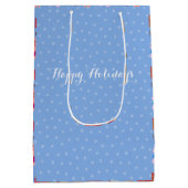 今のクリスマスの青い可愛い猫 ミディアムペーパーバッグ (裏面)