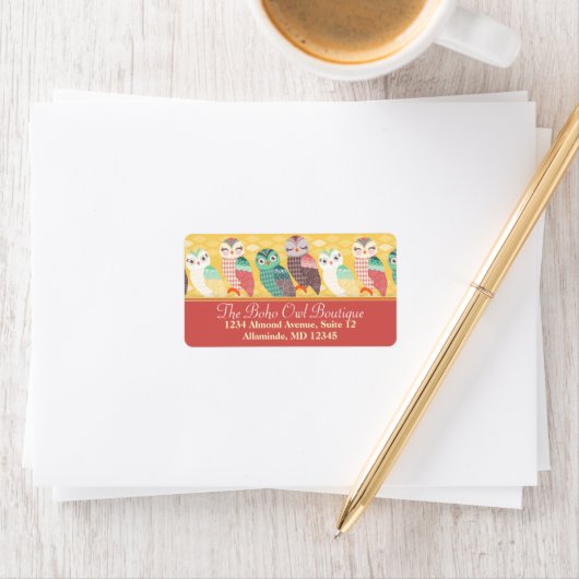 今のフクロウは？カスタム住所 シール (インサイチュ)