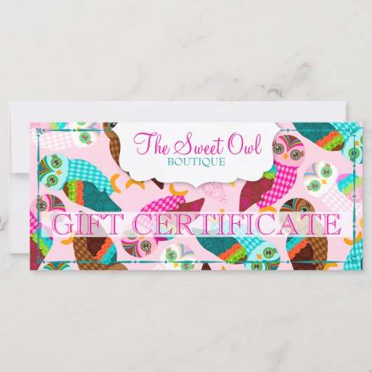 今のフクロウは？ギフト券 (正面)