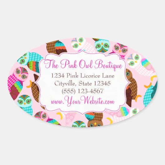 今のフクロウは？ 楕円形シール (正面)