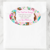 今のフクロウは？ 楕円形シール (バッグ)