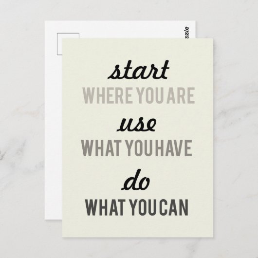 今の場所から始やる気を起こさせるめる ポストカード (正面/裏面)