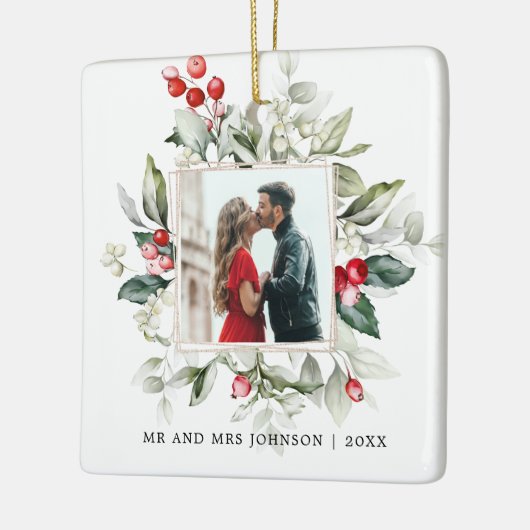 今の季節結婚した | 1stクリスマスフォト セラミックオーナメント (左)