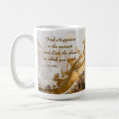 今の幸せを見つける…リーヒラー引用文 コーヒーマグカップ (左)