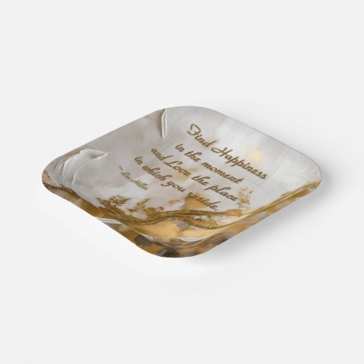 今の幸せを見つける…リーヒラー引用文 ペーパープレート (傾斜あり)