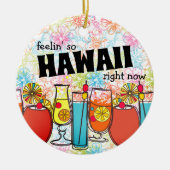 今の感じハワイのレトロなカクテルドリンク セラミックオーナメント (正面)